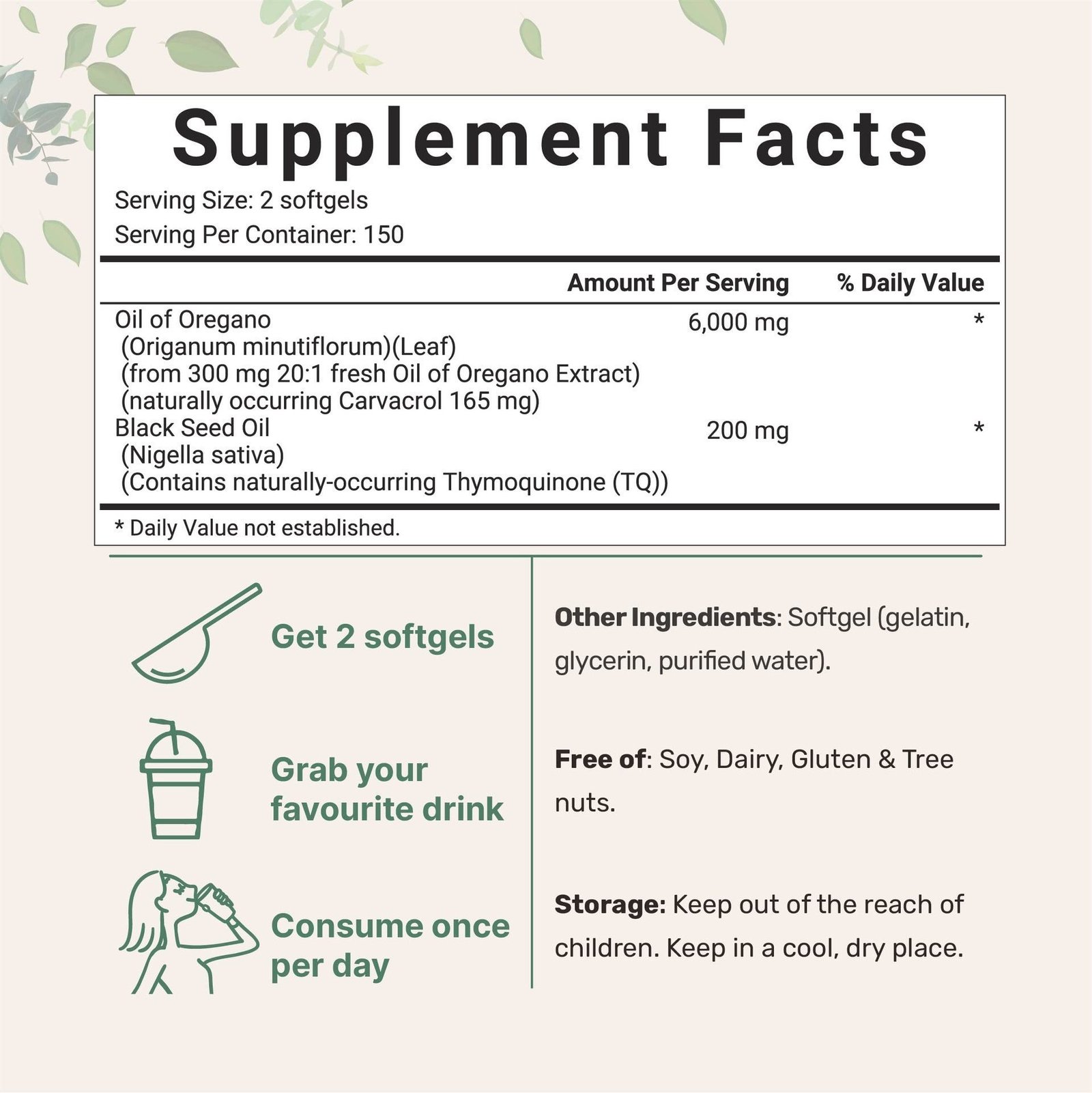 7 Factory Wholesale Antioxidant & Immune Support Plant Extract Supplement 6000 mg Oregano Oil with Black Seed Oil - 图片 4